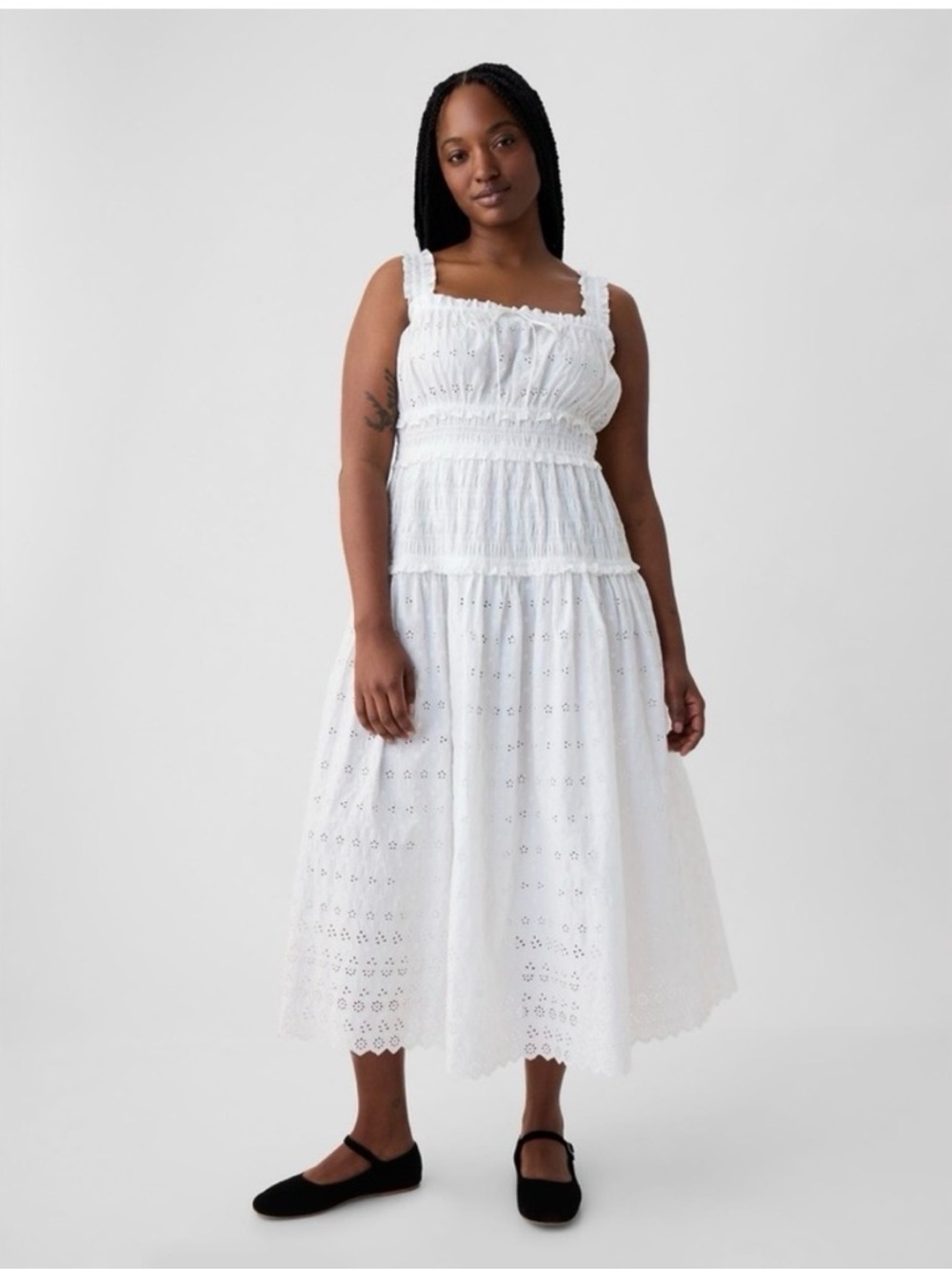 GAP x DOEN White Eyelet Midi Dress NWT